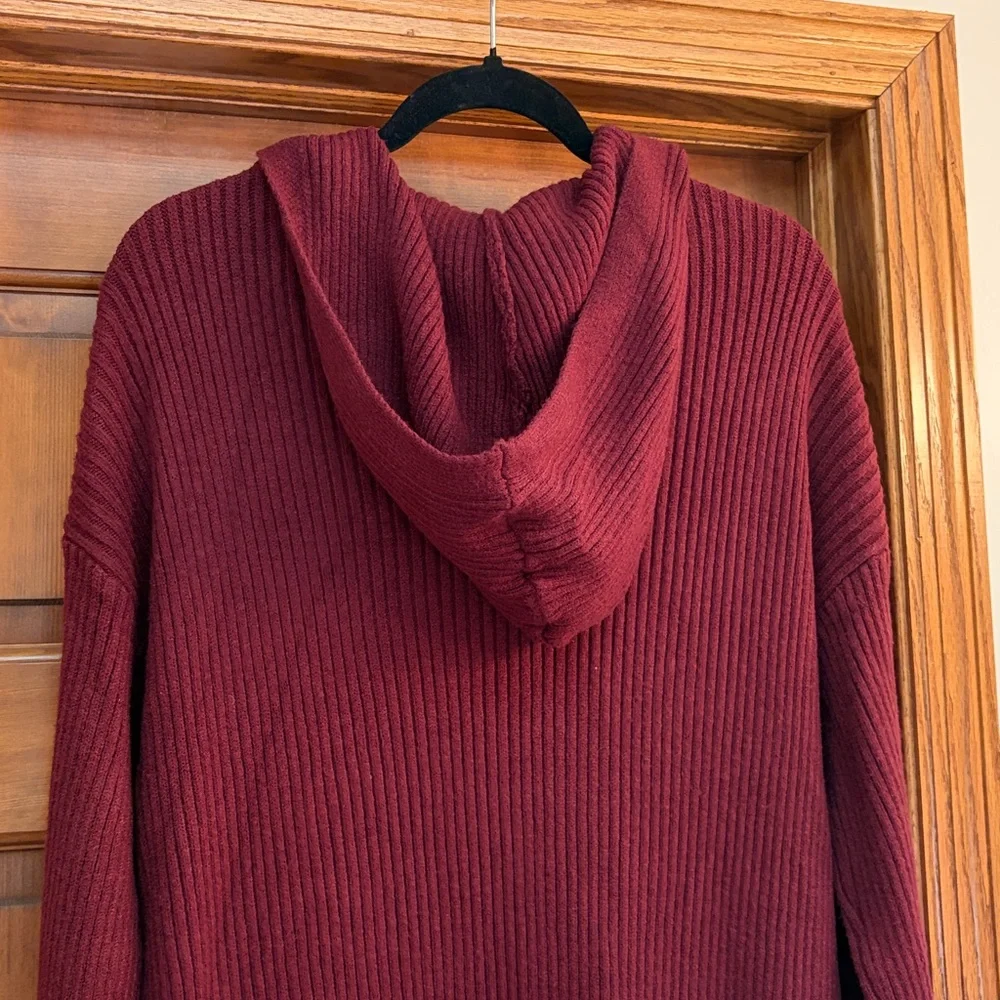 HALARA maroon hooded duster cardigan NWT - Picture 6 of 6